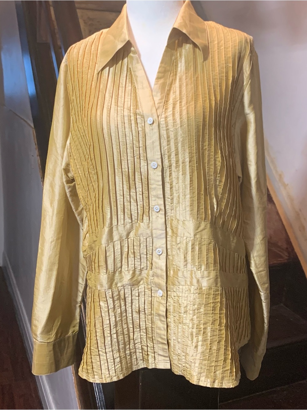 GRACIE Silk Blouse in Gold Silk XL